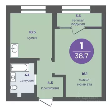 1-к кв. Красноярский край, Красноярск ул. Кутузова (35.2 м)