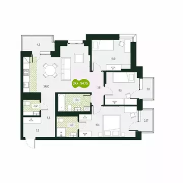 4-к кв. Забайкальский край, Чита Каштакский мкр,  (94.77 м)