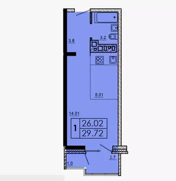 Студия Иркутская область, Иркутск ул. Баумана, 271 (29.5 м)