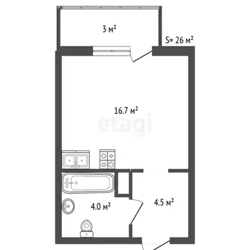 Квартира-студия: городской посёлок Новоселье, Петропавловская улица, ...