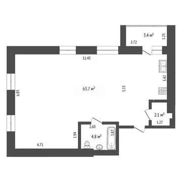 3-комнатная квартира: Омск, 5-я Северная улица, 124 (70.6 м)