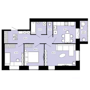 3-к кв. Костромская область, Кострома ул. 8-я Рабочая, 4 (68.5 м)