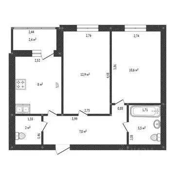 2-к кв. Башкортостан, Уфа ул. Гази Загитова, 11/1 (45.2 м)
