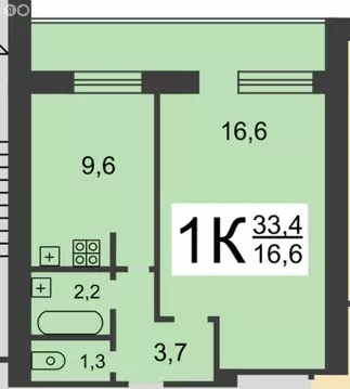 1-комнатная квартира: Нижний Новгород, Почаинская улица, 22 (33.4 м)
