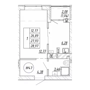 1-к кв. Калининградская область, Зеленоградск  (28.97 м)