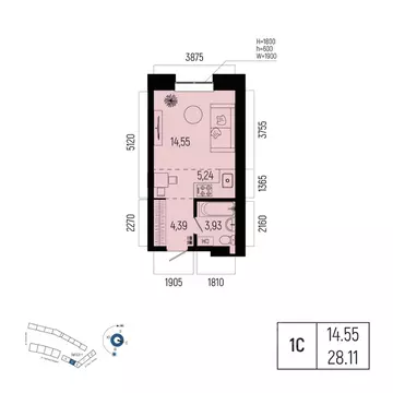 1-к кв. Башкортостан, Уфа Глумилино-1 мкр, Новатор жилой комплекс ...