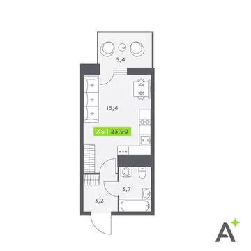 Квартира-студия: Кудрово, Солнечная улица, 4 (23.9 м)