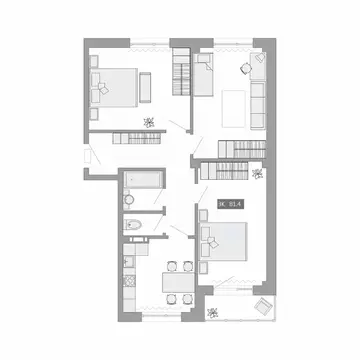 3-к кв. Приморский край, Артем ул. Острякова, 41 (81.4 м)