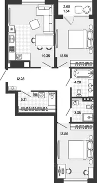 2-к кв. Калининградская область, Гурьевский муниципальный округ, пос. ...