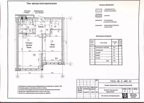 2-к кв. Кемеровская область, Кемерово ул. Мичурина, 58к2 (44.3 м)
