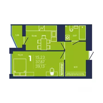 1-к кв. Башкортостан, Уфа просп. Дружбы Народов, 51 (39.1 м)