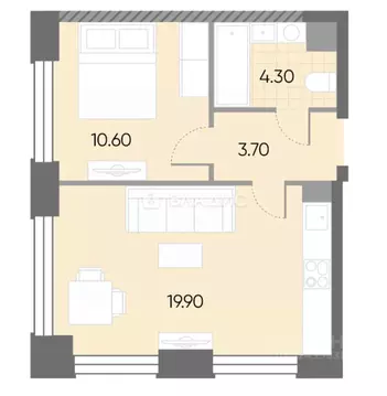 1-к кв. Москва Вейв жилой комплекс (38.3 м)