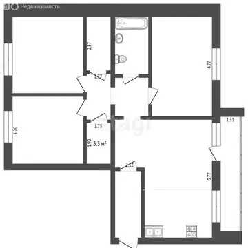 3-комнатная квартира: Тюмень, улица Раушана Абдуллина, 7 (118.6 м)