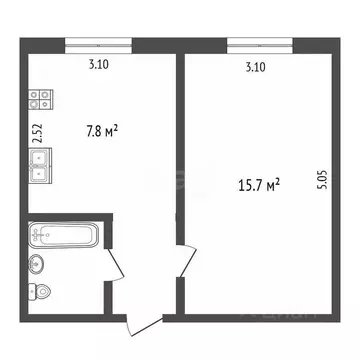 1-к кв. Ханты-Мансийский АО, Сургут ул. Пушкина, 22 (30.9 м)
