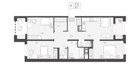 3-к кв. Дагестан, Дербент ул. Сальмана (80.7 м)