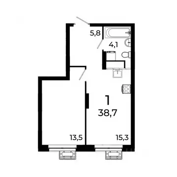 1-к кв. Нижегородская область, Нижний Новгород ул. Коперника, 15 (38.7 ...