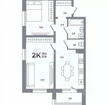 2-к кв. Новосибирская область, Новосибирск ул. Сибиряков-Гвардейцев, ...