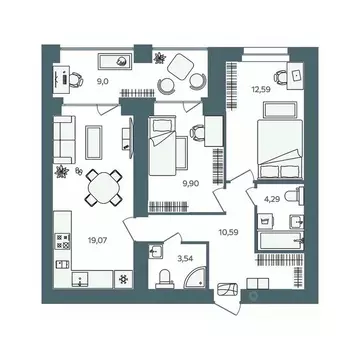 2-к кв. Ярославская область, Ярославль пос. Павловский, Волга-Лайф ...
