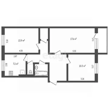 3-к кв. Ямало-Ненецкий АО, Ноябрьск ул. Ленина, 19 (61.0 м)