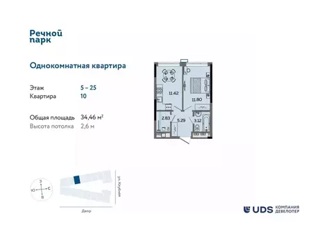 1-к кв. Удмуртия, Ижевск Клубная ул., 13В (34.46 м)