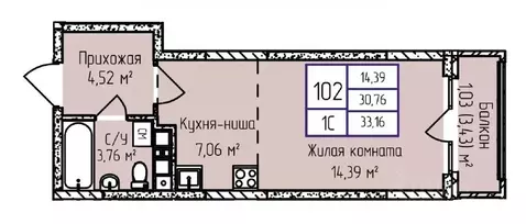 1-к кв. Удмуртия, Ижевск ул. Героя России Ильфата Закирова, 20А (33.16 ...