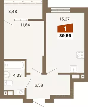 1-к кв. Свердловская область, Екатеринбург ул. Волгоградская, 197к2 ...
