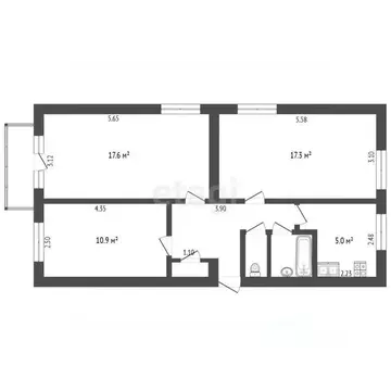 3-к кв. Тюменская область, Тюмень ул. Воровского, 23 (62.1 м)