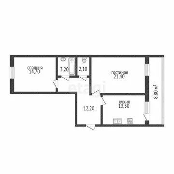 2-комнатная квартира: Тюмень, Линейная улица, 7 (68 м)