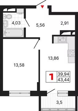1-комнатная квартира: Екатеринбург, жилой район Втузгородок, ЖК Алиса ...
