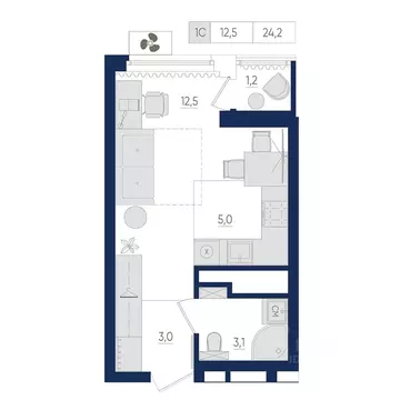 1-к кв. Башкортостан, Уфа ул. Евгения Столярова, 13 (24.2 м)