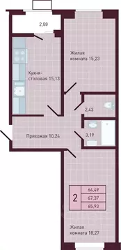 2-к кв. Чувашия, Новочебоксарск Советская ул., поз1 (65.93 м)