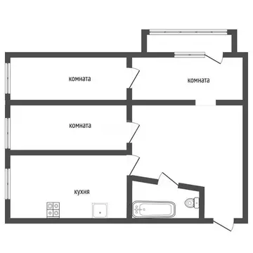 3-комнатная квартира: Сатка, Бакальская улица, 13 (52.8 м)