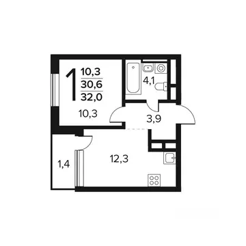 1-к кв. Москва Новые Ватутинки жилрайон, Заречный мкр,  (32.0 м)