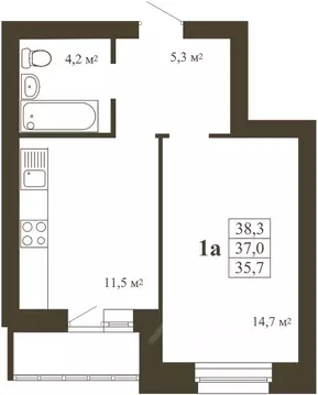1-к кв. Тамбовская область, Тамбов Телецентр мкр,  (38.3 м)