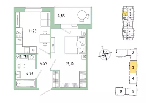 1-к кв. Ленинградская область, Гатчина Въезд мкр,  (38.11 м)