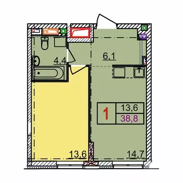 1-к кв. Нижегородская область, Нижний Новгород Квартет жилой комплекс ...