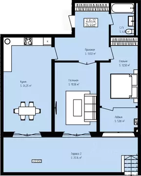 2-к кв. Дагестан, Дербент Камеллия жилой комплекс (74.44 м)