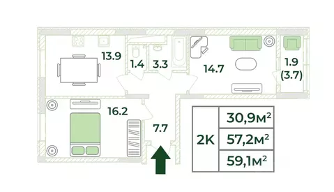 2-к кв. Крым, Симферопольский район, с. Мирное, Жигулина Роща мкр  ...