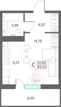 1-к кв. Тюменская область, Тобольск 7А мкр, 29 (35.0 м)