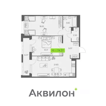 2-к кв. Архангельская область, Архангельск Троицкий просп., 110 (74.37 ...