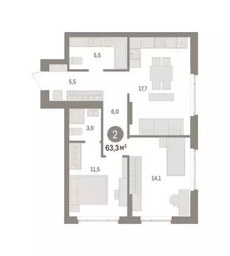 2-комнатная квартира: Екатеринбург, жилой район Сортировочный, ...