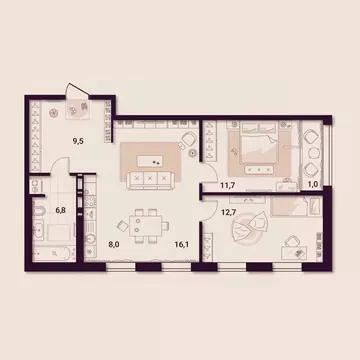 2-к кв. Приморский край, Артем ул. Куйбышева, 11А (65.75 м)