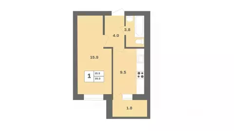 1-к кв. Башкортостан, Уфа Дагестанская ул., лит12 (35.0 м)