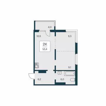 2-комнатная квартира: Новосибирск, квартал на Игарской (53.4 м)