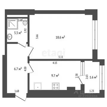 1-к кв. Калининградская область, Калининград ул. Добролюбова, 37 (38.0 ...