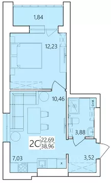 2-к кв. Башкортостан, Уфа ул. Пожарского, 237 (38.96 м)