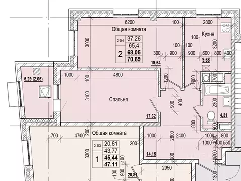2-к кв. Саха (Якутия), Якутск ул. Чкалова (68.05 м)