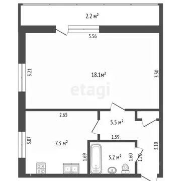 1-к кв. Калининградская область, Калининград ул. Космонавта Леонова, ...