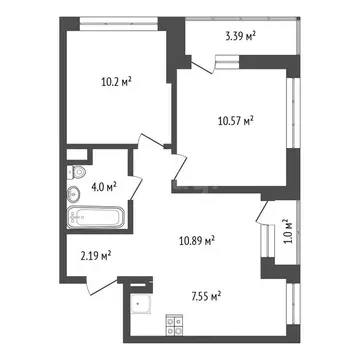 2-комнатная квартира: Тюмень, Комбинатская улица, 16к1 (45.8 м)