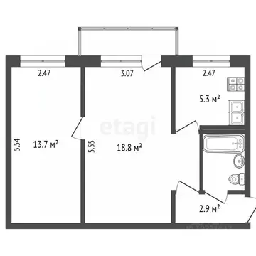 2-к кв. Псковская область, Псков ул. Лепешинского, 14 (43.7 м)